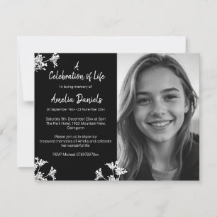Carte de célébration de vie avec photo de fleurs n
