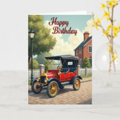 Carte de célébration de voiture rouge (Fleur jaune)