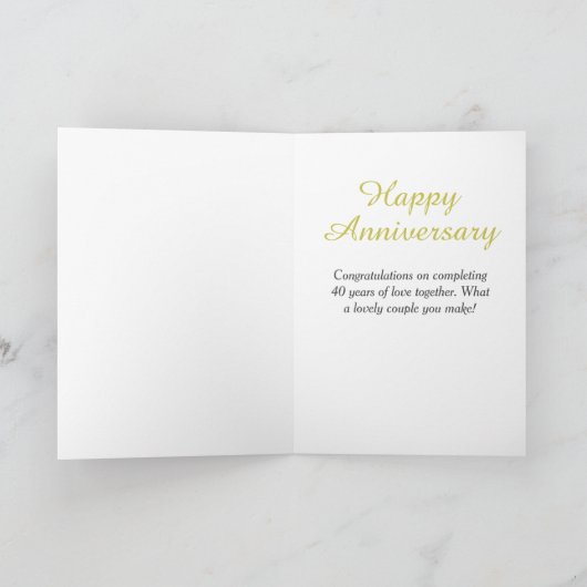 Carte de célébration du 40e anniversaire du Mariag (Intérieur)