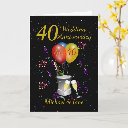 Carte de célébration du 40e anniversaire du Mariag (Fleur jaune)