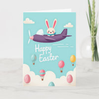 Carte de célébration du lapin volant