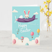 Carte de célébration du lapin volant (Fleur jaune)
