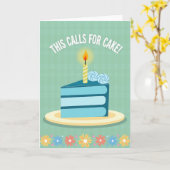 Carte de célébration gâteau bleu (Fleur jaune)
