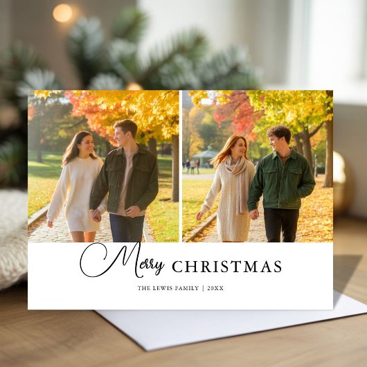 Carte de célébration moderne Joyeux Noël Couple