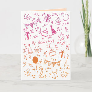 Carte de célébration orange et fuchsia