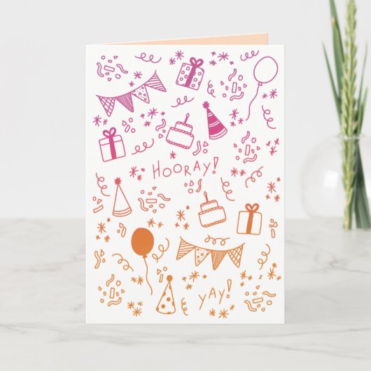 Carte de célébration orange et fuchsia (Devant)