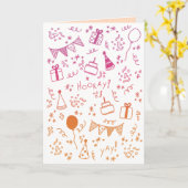 Carte de célébration orange et fuchsia (Fleur jaune)