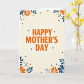 Carte de célébration orange mat (Fleur jaune)