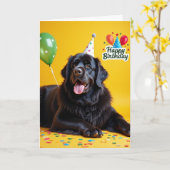 Carte de célébration pour chien noir (Fleur jaune)