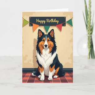 Carte de célébration pour chiot tricolore