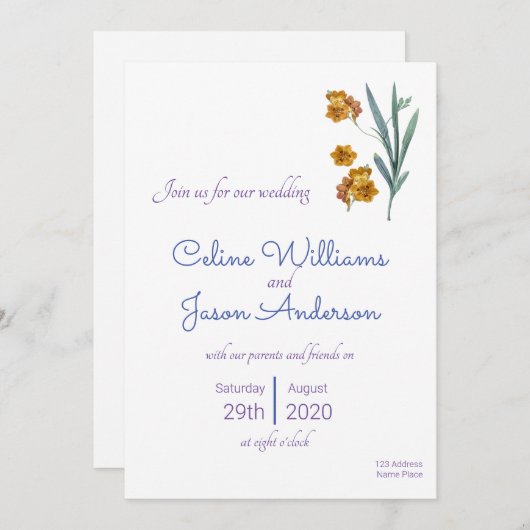 Carte de célébration pré-Mariage unique (Devant / Derrière)