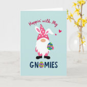 Carte de célébration printanière des gnomes (Fleur jaune)