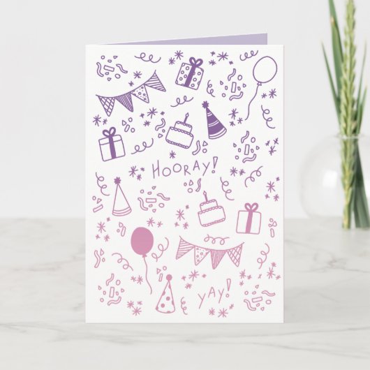 Carte de célébration rose et violette (Devant)