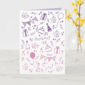 Carte de célébration rose et violette (Fleur jaune)