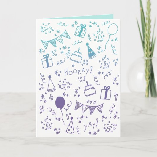 Carte de célébration sarcelle et violet (Devant)