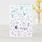 Carte de célébration sarcelle et violet (Fleur jaune)