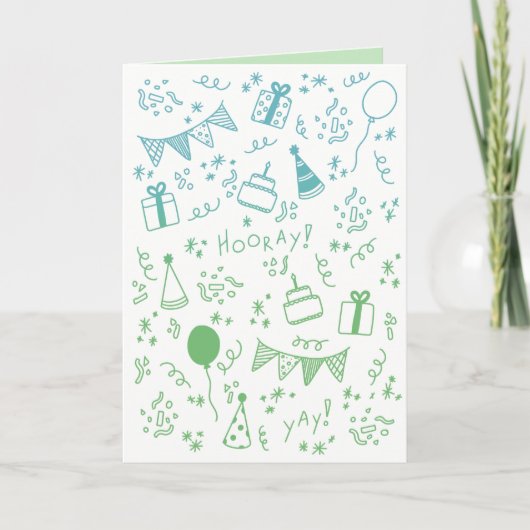 Carte de célébration verte et turquoise (Devant)