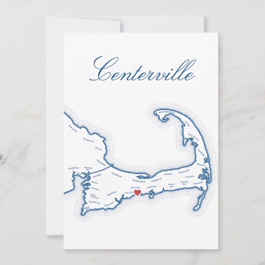 Carte de Centerville Cape Cod pour nom de table de (Devant)