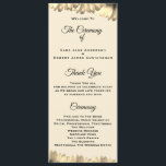 Carte de cérémonie Mariage de style pays<br><div class="desc">Une carte de détails de cérémonie de mariage campagnard que vous pouvez créer vous-même en utilisant l'option "customiser ce modèle" pour saisir les informations de cérémonie de mariage. Script noir et typographie sur un arrière - plan blanc cassé. Haut et fond à fleurs de campagne.</div>