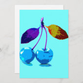 Carte de cerises bleu clair vif (Devant / Derrière)