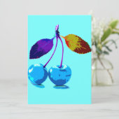 Carte de cerises bleu clair vif (Debout devant)