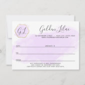 Carte de certificat-cadeau aquarelle violette et o (Dos)