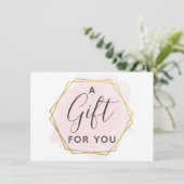 Carte de certificat-cadeau Blush Pink Watercolor & (Debout devant)