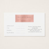 Carte de certificat cadeau Customisée Rose Gold (Dos)