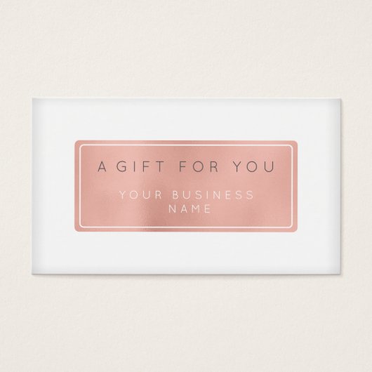 Carte de certificat cadeau Customisée Rose Gold (Devant)