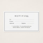 Carte de Certificat Cadeau Élégant Noir pour Entre (Dos)