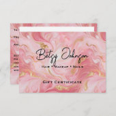 Carte de certificat-cadeau en or marbré rose (Devant / Derrière)