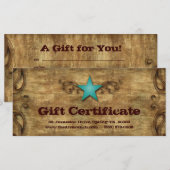 Carte de certificat cadeau fête des pères Texas St (Devant / Derrière)