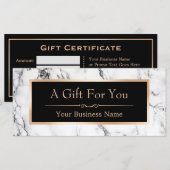 Carte de certificat cadeau Look Marbre blanc tenda (Devant / Derrière)