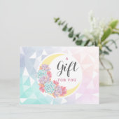 Carte de certificat-cadeau Mystic Lune & Succulent (Debout devant)