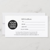 Carte de certificat-cadeau pour petites entreprise (Dos)
