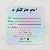 Carte de certificat cadeau pour technicien en cils (Dos)