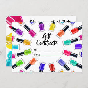Carte de certificat cadeau Rainbow Nail Art Tech
