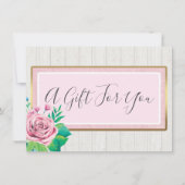 Carte de certificat-cadeau Rose Rustic Wood (Devant)