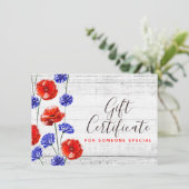 Carte de certificat-cadeau rustique de Cornflower  (Debout devant)