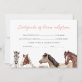 Carte de certificat d'adoption de cheval (Devant)