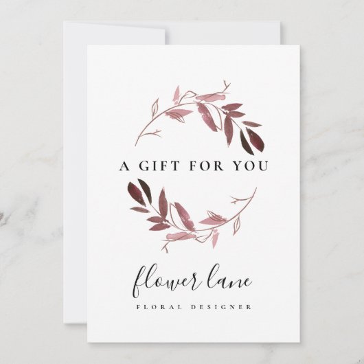 CARTE DE CERTIFICAT DE CADEAU ROSE PURPLE FAUNA (Devant)