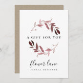 CARTE DE CERTIFICAT DE CADEAU ROSE PURPLE FAUNA (Devant / Derrière)