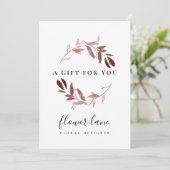 CARTE DE CERTIFICAT DE CADEAU ROSE PURPLE FAUNA (Debout devant)
