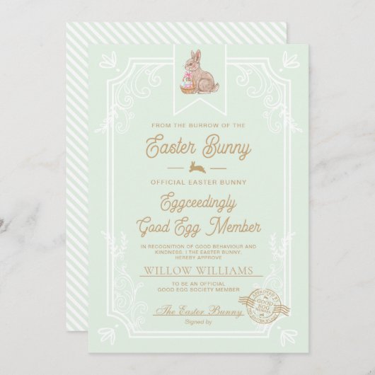 Carte de certificat de membre Mint Green Easter Go (Devant / Derrière)