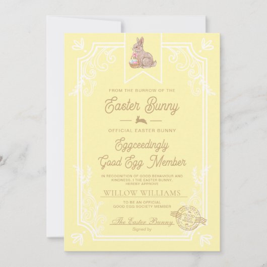 Carte de certificat de membre Yellow Easter Good E (Devant)