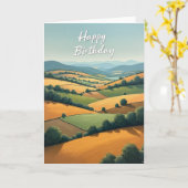 Carte de champs d'anniversaire doux (Fleur jaune)