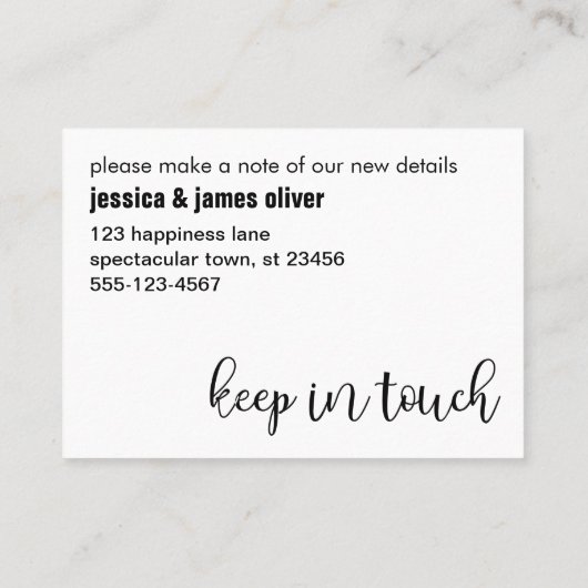 Carte de changement d'adresse en noir et blanc mod (Dos)