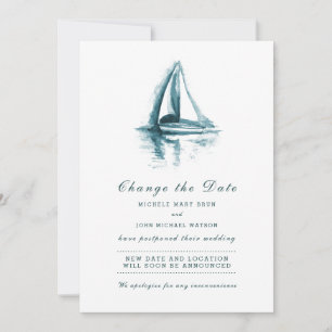 Carte de changement de date de bateau à voile à l'