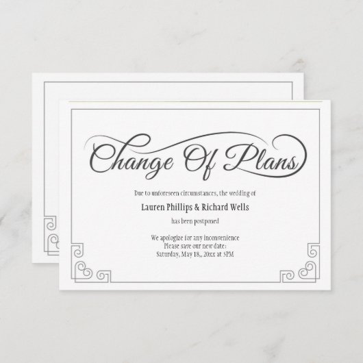 Carte de changement de plans (Devant / Derrière)