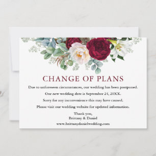 Carte de Changement de Plans de Mariage Floral Bou